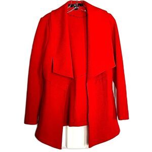 KENSIE Bright Red Cascade Collar Open Front Blazer Quilted Coat Size SMALL NWOT